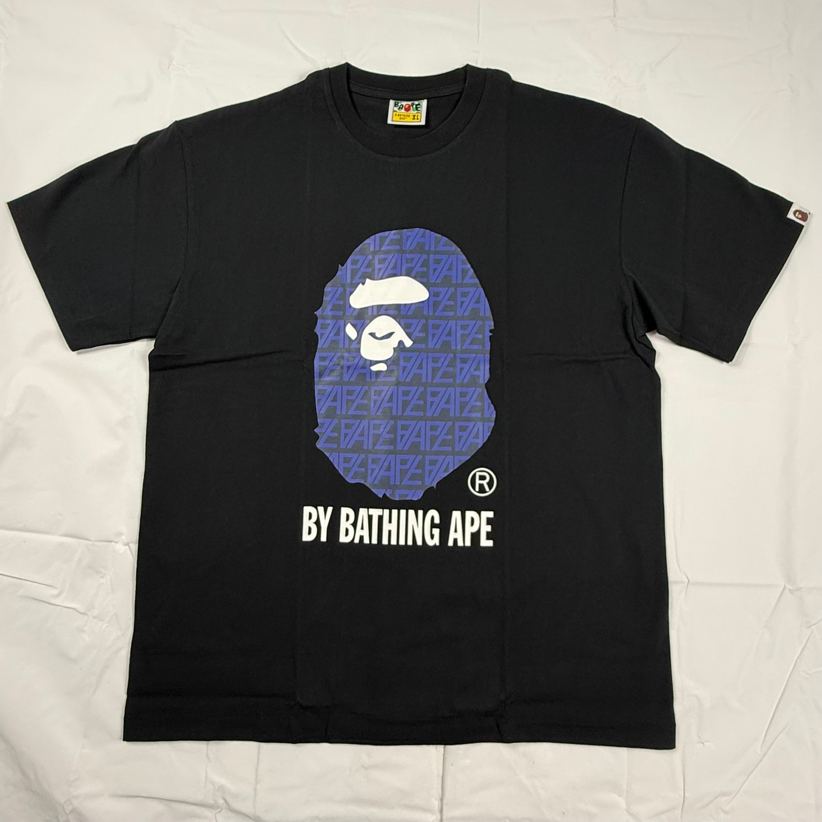Bape By Bathing Ape Black Graphic T-Shirt Blue Logo Xl 001tej301025m